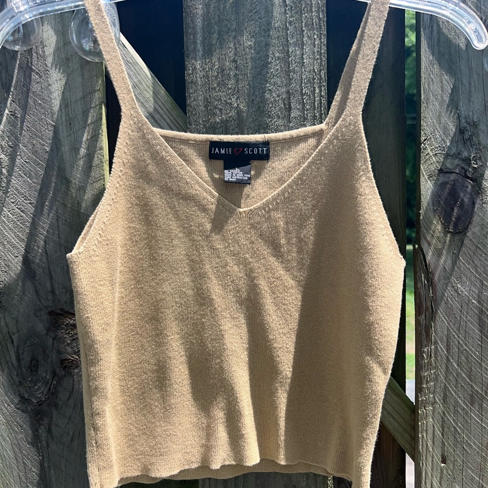Jamie Scott tan cropped sweater tank